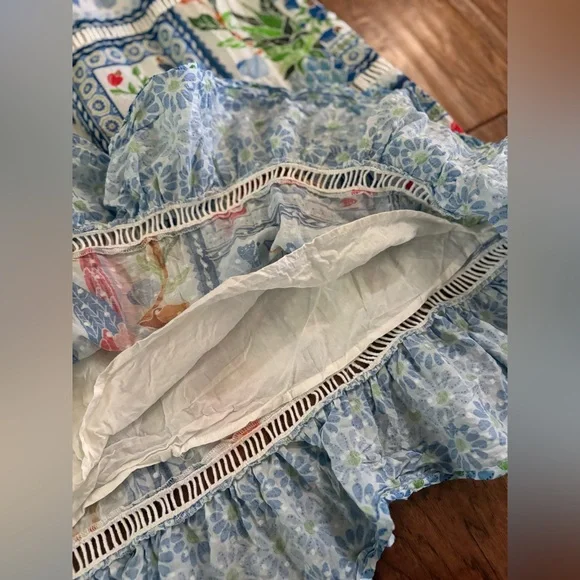 FARM Rio Tropical Tiles Smocked Maxi Dress Boho Floral Size M - Picture 10 of 12